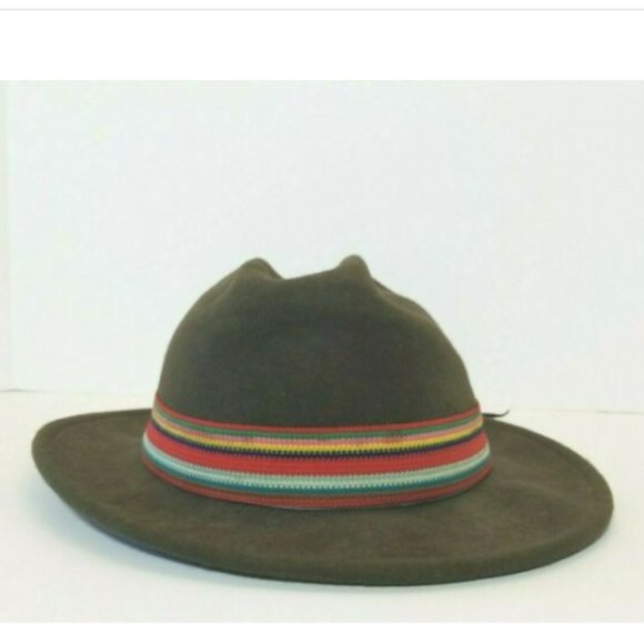 Vtg Sima International 100% Wool Fedora Hat w/ Leather/ fabric Trim Sz S (7.25") - Picture 2 of 11